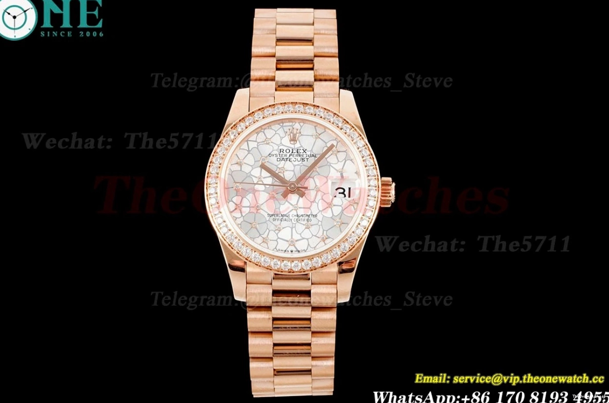 Dia RG JDF Datejust A2824 31mm White Flower RG Dial 0401